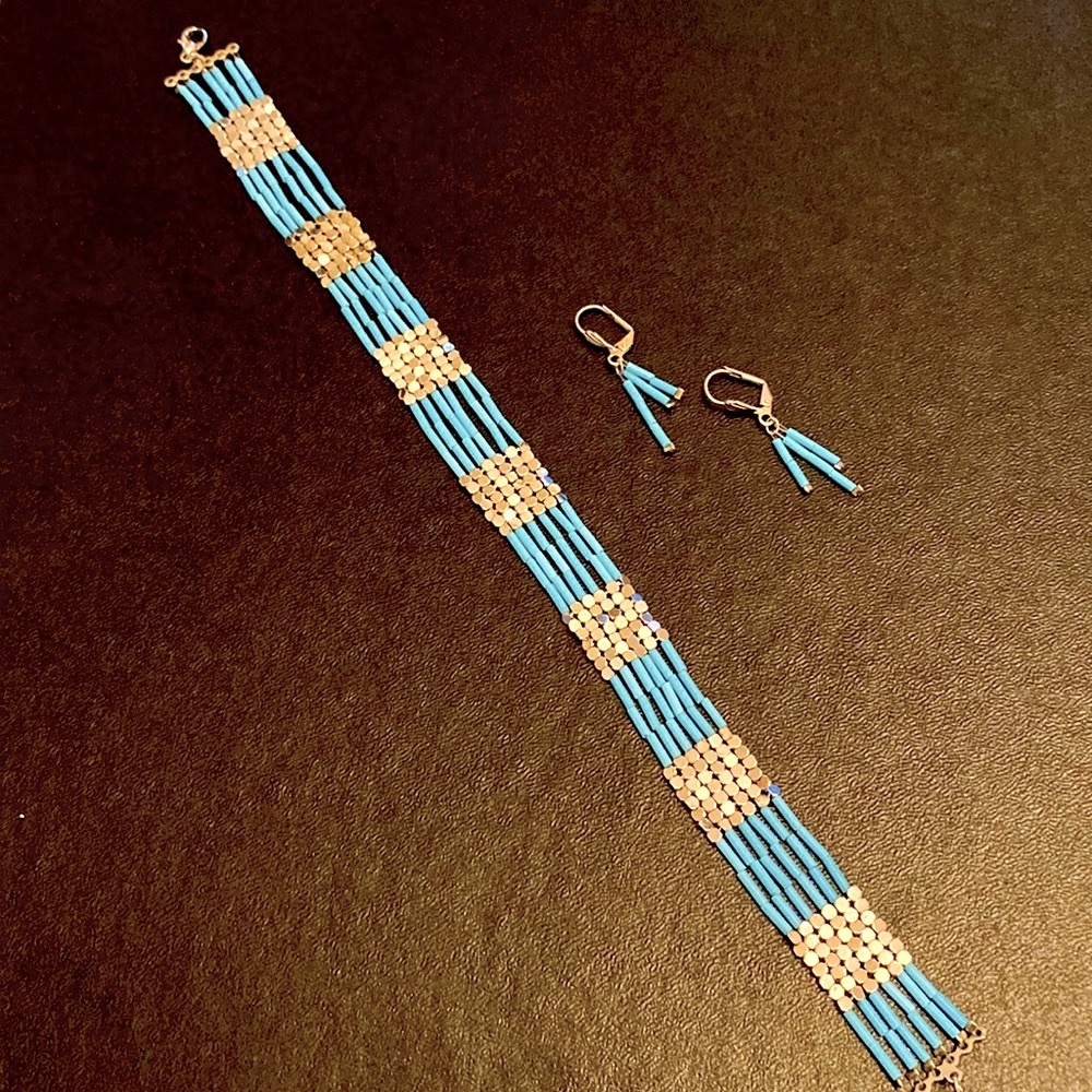 Park Lane turquoise choker necklace & earrings